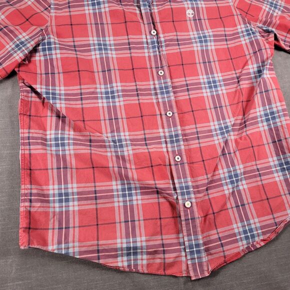 Timberland Vintage Button Up Short Sleeve Plaid Mens Size XL - Picture 5 of 10